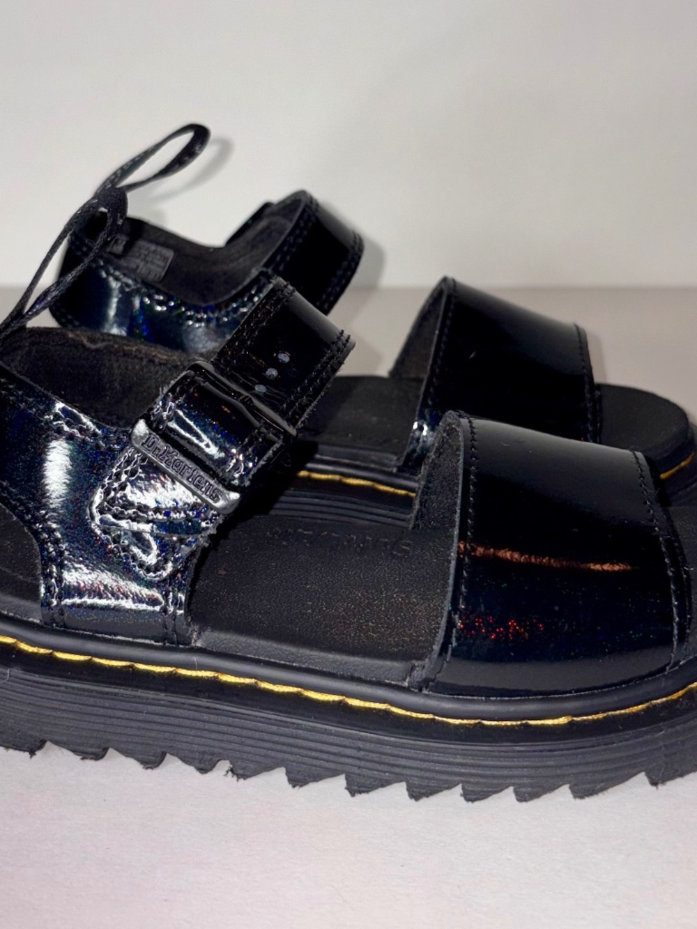 Dr. Martens Marlowe Buckle J Black Patent Sandals – Youth US 12 / UK 11 / EU 29